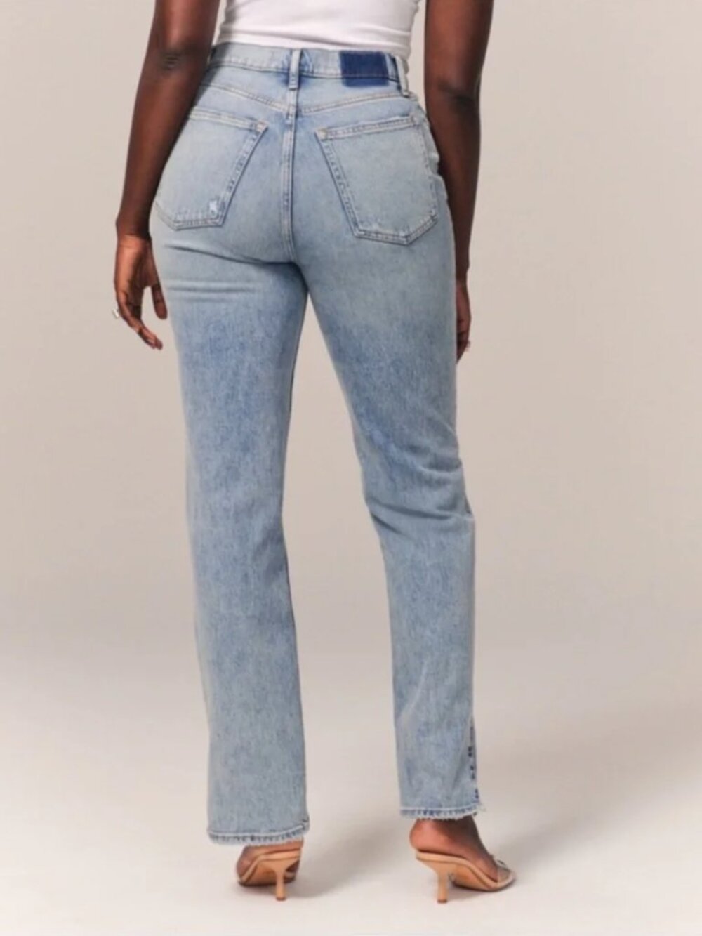 Abercrombie & Fitch ultra high rise 90s straight leg jeans in light-blue wash